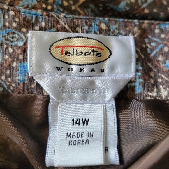 Talbots Woman Tailored Fit Silk Linen Blend Printed Pants Plus Size 14W Brown - Picture 7 of 14